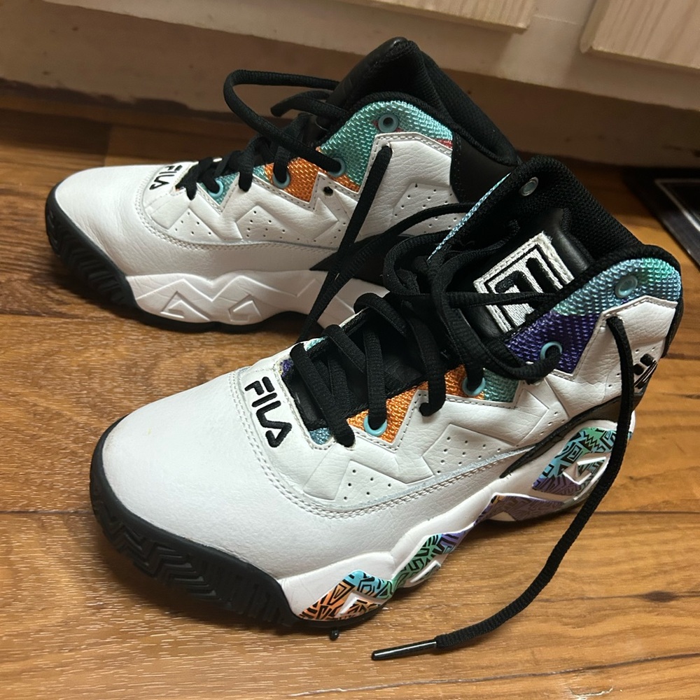 Fila Kids' White and Black Sneakers with Colorful Details - Picture 2 of 4